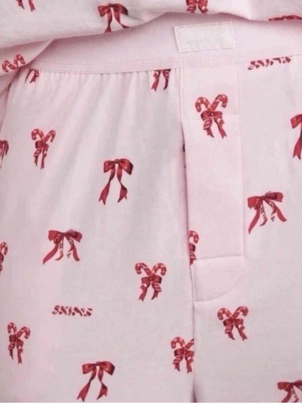 SKIMS boyfriend pj pants bow print Sz L - Picture 3 of 6